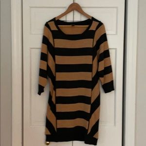 Charcoal Gray & Camel Sweater Dress